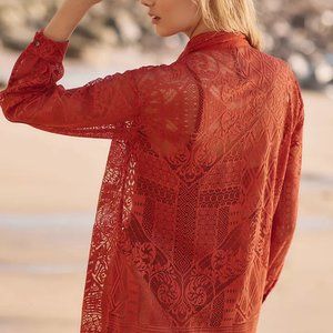 NWT Anthropologie Lace Tangerine Buttondown - Size M